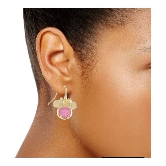 Kendra Scott x Disney Minnie Mouse 14K Gold Plated Earrings Cultured Pearl Pink - Picture 2 of 6